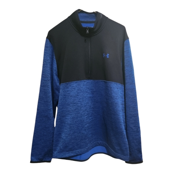 Under Armour Men's Fleece Quarter-Zip Colorblock Sweatshirt in Tech Blue - Picture 2 of 13